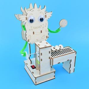  烧烤机器人小怪兽儿童手工拼装DIY科技小制作木制科学小实验STEAM